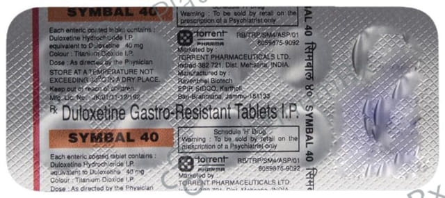 Symbal 40mg Tablet 10s