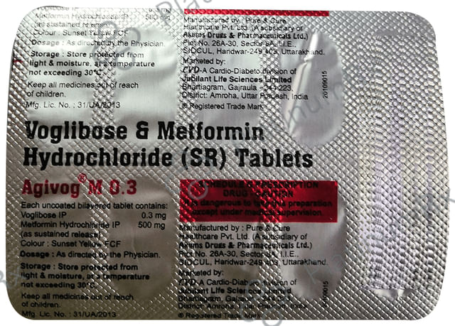 Agivog M 0.3/500mg Tablet SR 10s