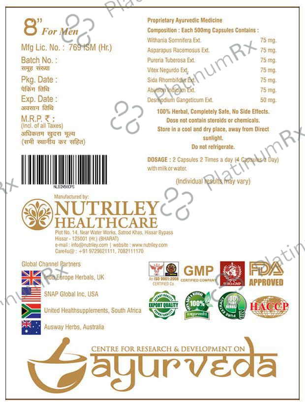 Nutriley 8'' Capsule for Men 50 capsules