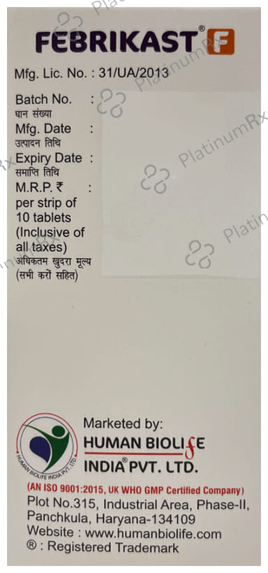 Febrikast F 10mg/120mg Tablet