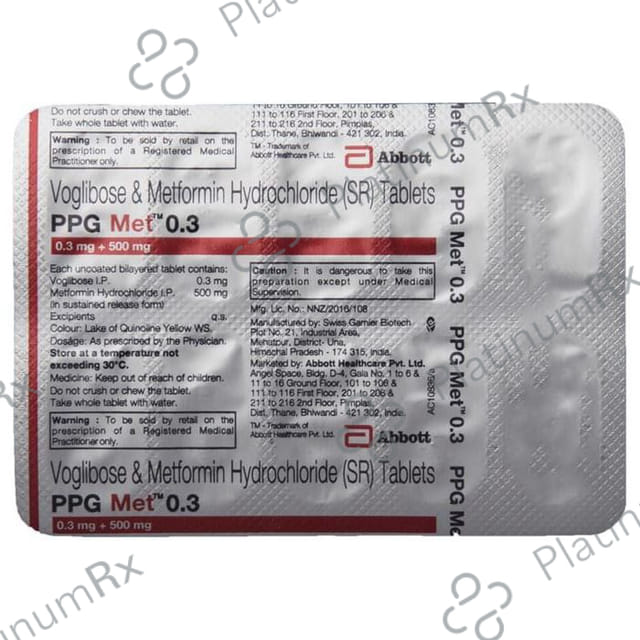 PPG Met 0.3/500mg Tablet SR 10s