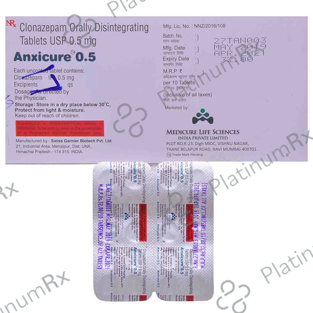 Anxicure 0.5mg Tablet 10s