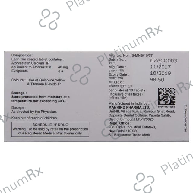 Lipikind 40mg Tablet 10s