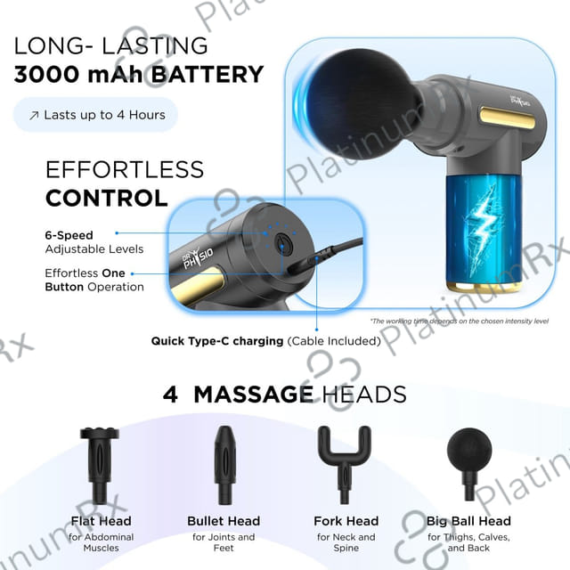 Dr Physio USA Vibe Graphite Gun Massager (Grey) 1038