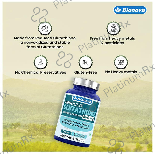 Bionova Reduced Glutathione 500mg Vegetarian Capsule