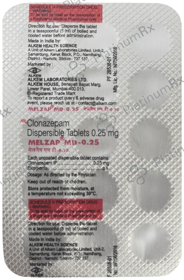 Melzap MD 0.25 Tablet 15 Tablet MD