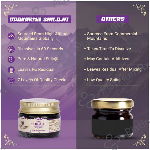 Upakarma Ayurveda Pure Shilajit Resin Form with Ashwagandha 10gm