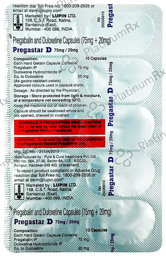 Pregastar D 75mg/20mg Capsule 10s