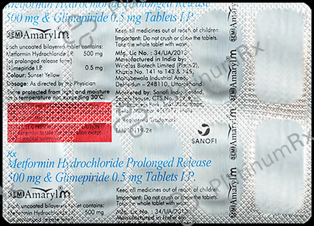 Semi Amaryl M 0.5/500mg Tablet PR 10s