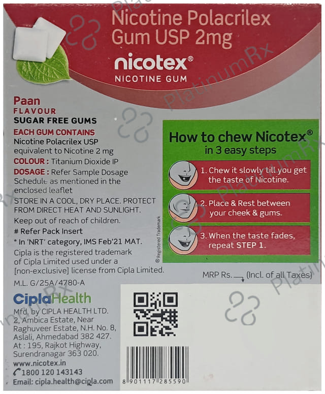 Nicotex 2mg Paan Flavour Gums 12s