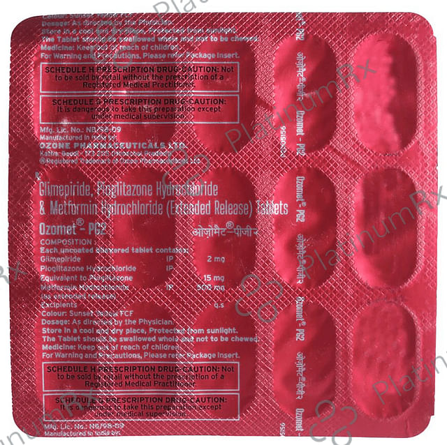 Ozomet PG 2/500/15mg Tablet ER 15s