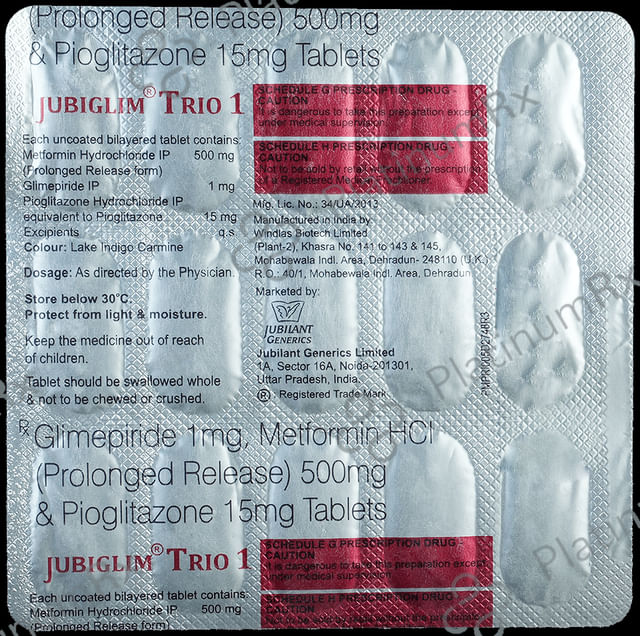 Jubiglim Trio 1/500/15mg Tablet PR 15s