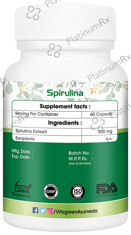 Vitagreen Spirulina 500mg Capsule
