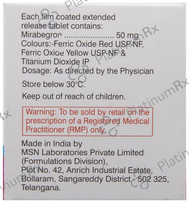 Mirbeg 50mg Tablet ER 10s