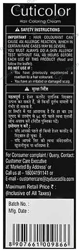 Cuticolor Hair Coloring Black Cream 60gm