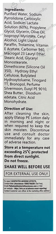 Efatop PE Lotion Paraben Free