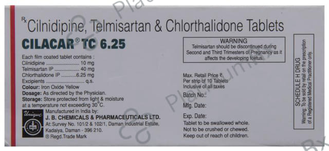 Cilacar TC 6.25/10/40mg Tablet 10s