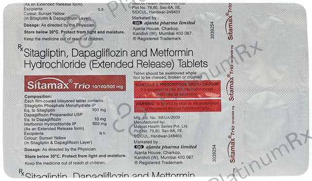 Sitamax Trio 10/500/100mg Tablet 10s