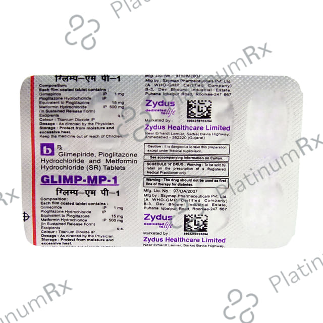 Glimip MP 1/500/15mg Tablet 10s
