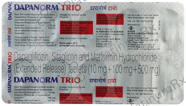 Dapanorm Trio ER 10/500/100mg Tablet ER 10s