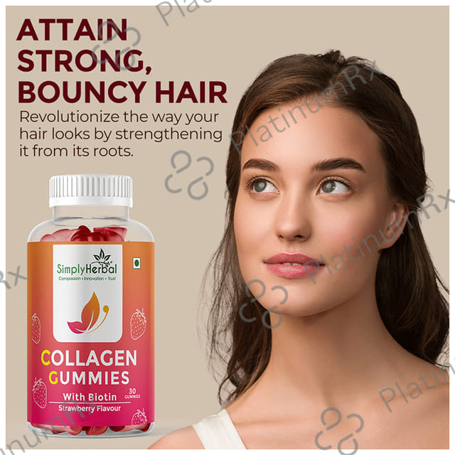 Simply Herbal Collagen Gummies with Biotin Strawberry