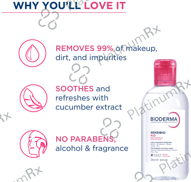 Bioderma Sensibio H2O Make-up Removing Micellar Water & Cleanser - For Sensitive Skin 250 ml