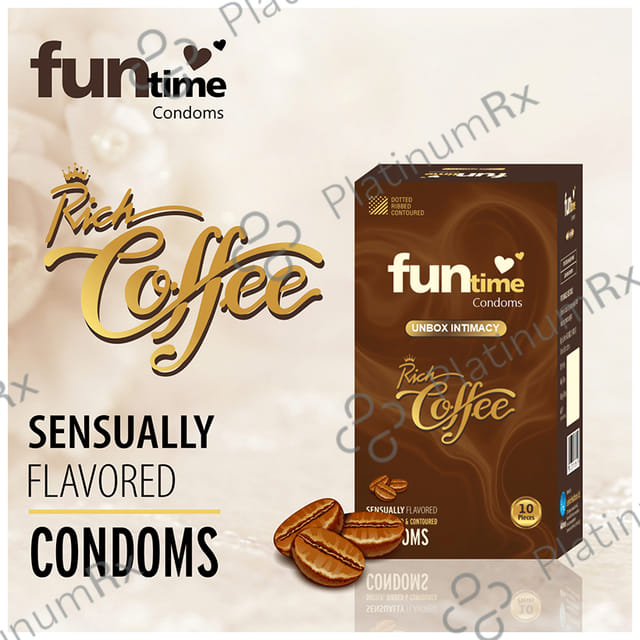 Funtime Dotted Ribbed & Contoured Rich Coffee Flavour Condom 10s