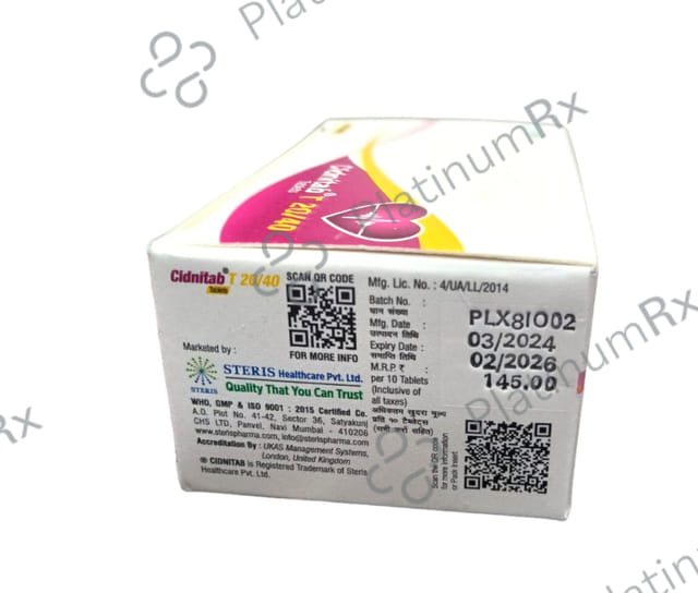 Cidnitab T 20/40mg Tablet 10s