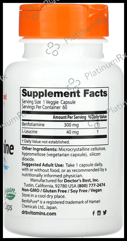 Doctor's Best Benfotiamine 300 with BenfoPure Veggie Capsule