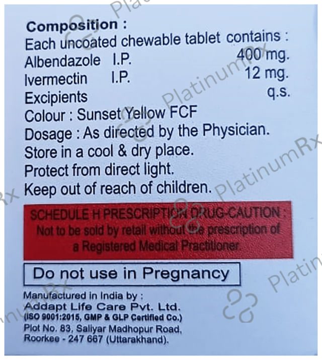 Alzap 400/12mg Chewable Tablet 10s