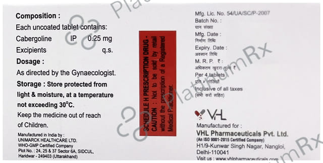 Caberwell 0.25mg Tablet 4s