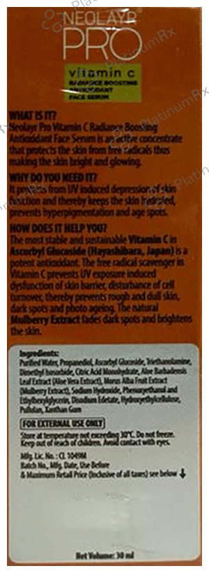 Neolayr Pro Vitamin C Radiance Boosting Antioxidant Face Serum