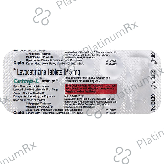 Cetcip L 5mg Tablet 10s