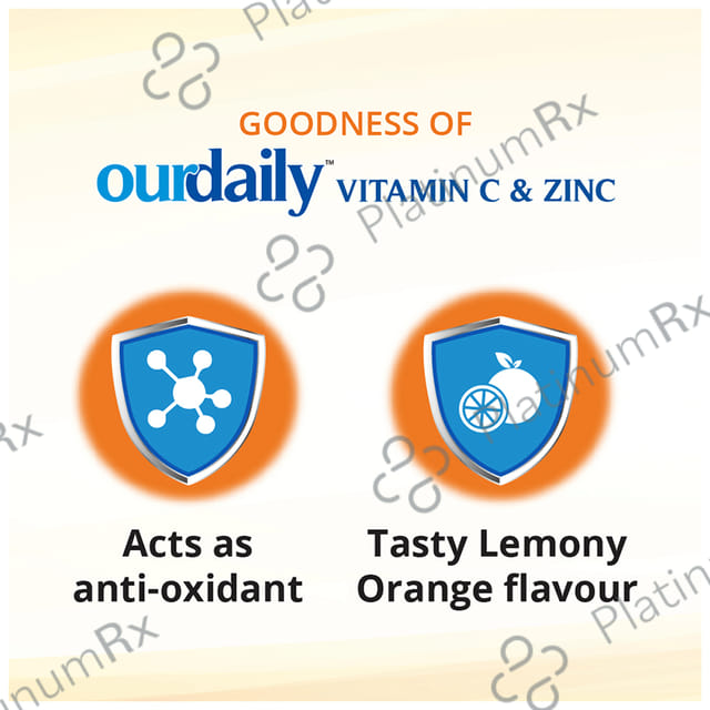 OurDaily Vitamin C & Zinc Lemony Orange Chewable Tablet 120s