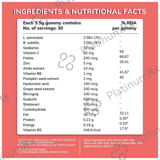 Sova Inner Beauty Probiotics Gummies for Skin, Hair & Nails Sugar Free