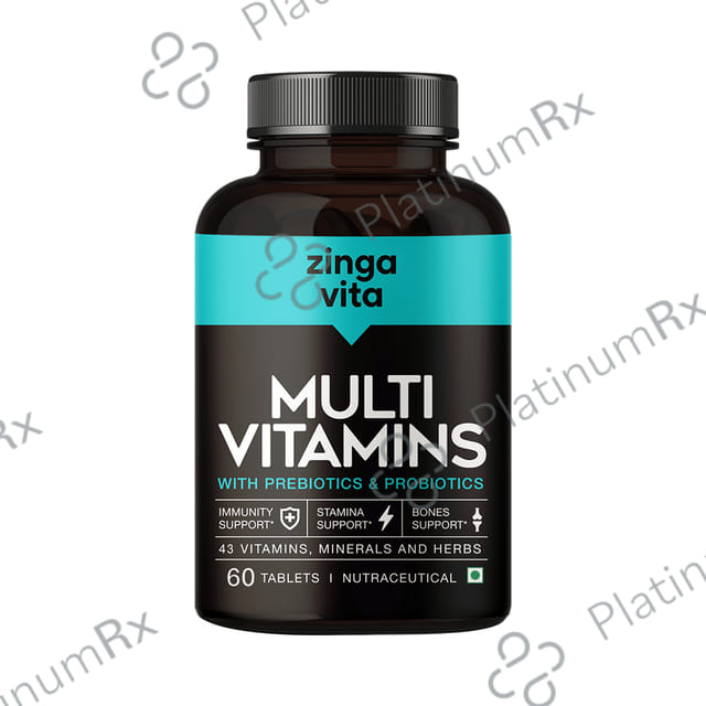 Zingavita Multi Vitamins with Probiotics & Prebiotics - For Immunity, Stamina, Bones & Gut Health -