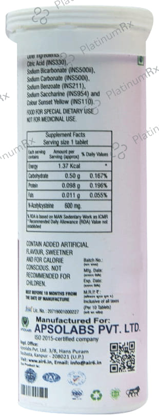 Muciapp 600 N-Acetylcysteine Effervescent Tablet 20 Effervescent Tablet