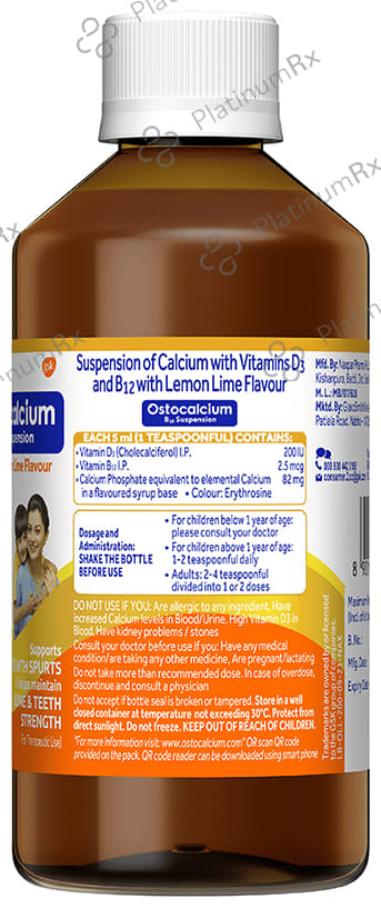 Ostocalcium B12 Tasty Lemon Lime Flavour Syrup 200ml