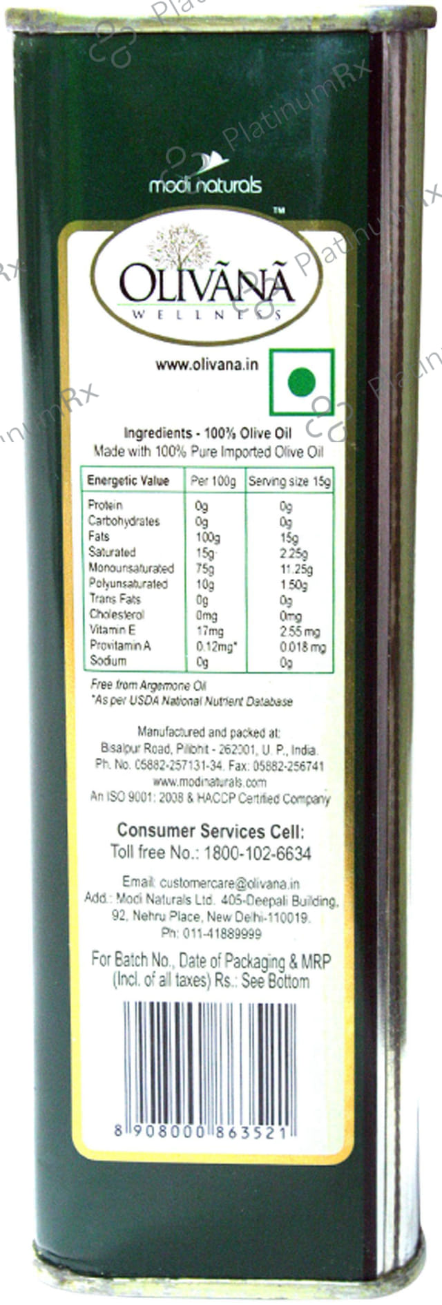 Olivana Wellness Natural Olive Oil 500 ml