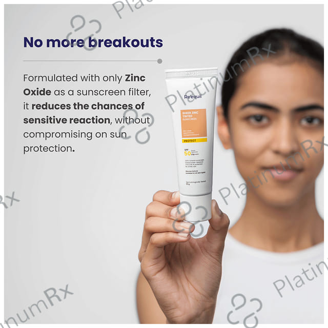 Re'equil Sheer Zinc Tinted Sunscreen SPF 50 PA+++ Cream 50gm