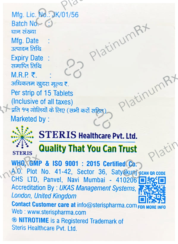 Nitrotime SR 100mg Tablet 15s