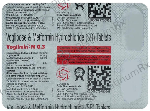 Voglimin M 0.3/500mg Tablet SR 10s