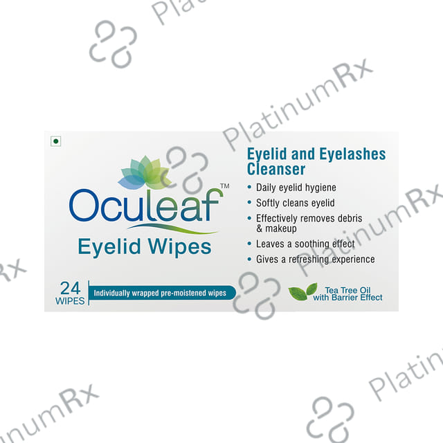 Oculeaf Eyelid Wipes with Tea Tree Oil - For Eyelid & Eyelashes Cleansing 24 wipes