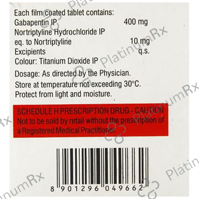 Gabantin NT 400/10mg Tablet 10s
