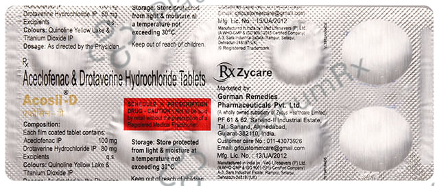 Acosil D 100/80mg Tablet 10s