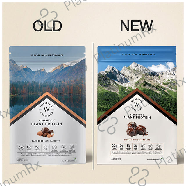 Wellbeing Nutrition Superfood Plant Protein for Muscle Growth & Metabolism - Flavour Powder Dark Chocolate Hazelnut