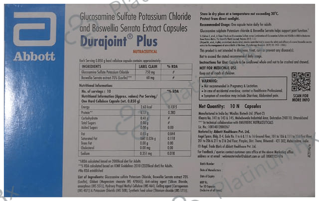 Durajoint Plus 50mg Capsule Gluten Free 10s