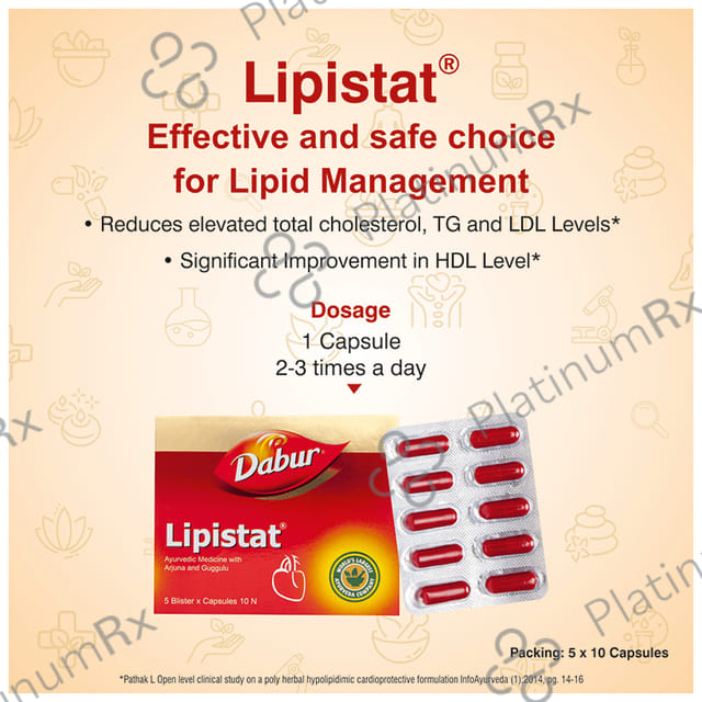 Dabur Lipistat Capsule with Arjuna & Guggulu - For Heart Health