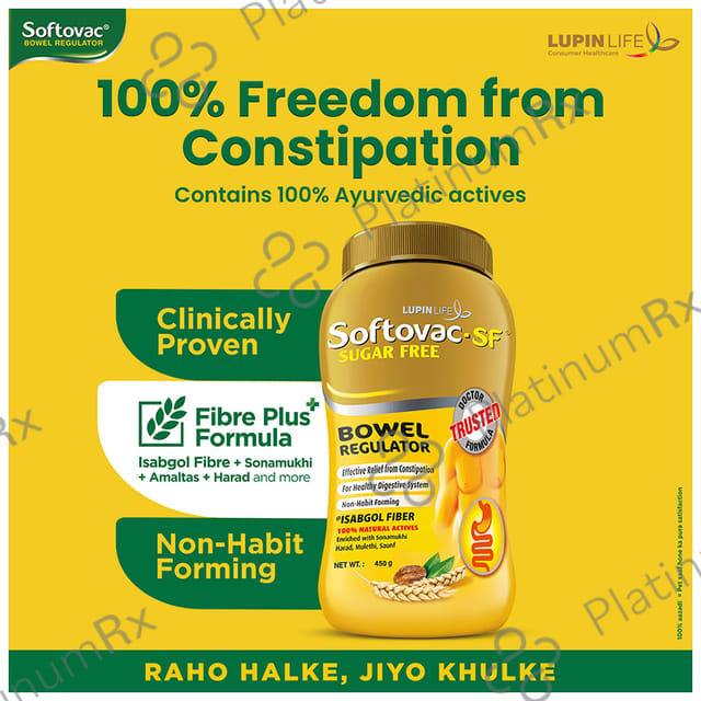 Softovac SF Bowel Regulator Eases Constipation Powder 450gm