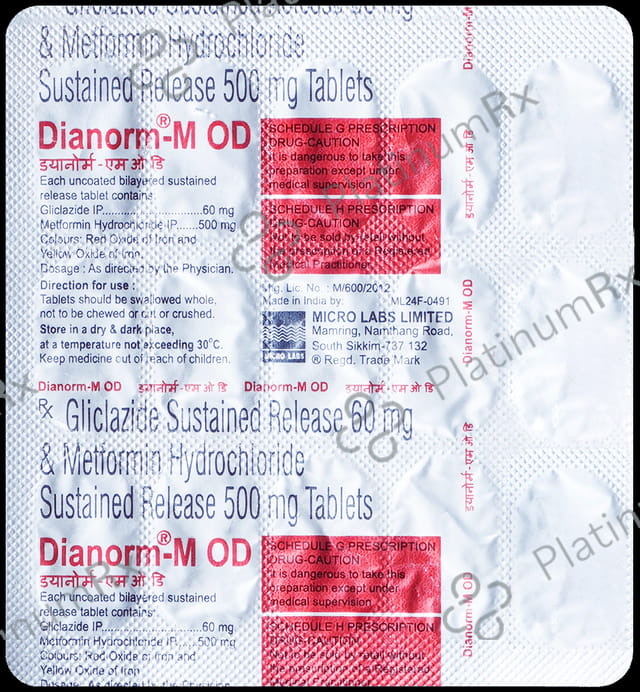 Dianorm M OD 60/500mg Tablet SR 15s